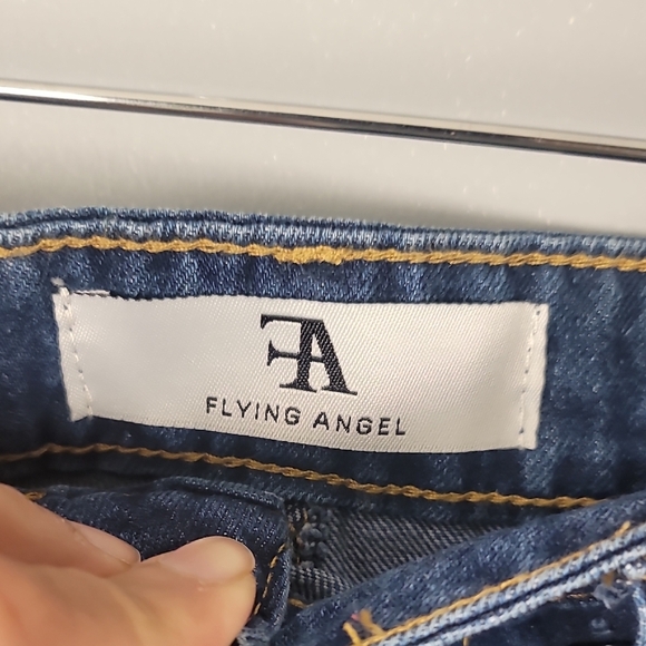 Flying Angel Women's High Rise Dark Wash Carpenter Denim Shorts NEW - Picture 2 of 11